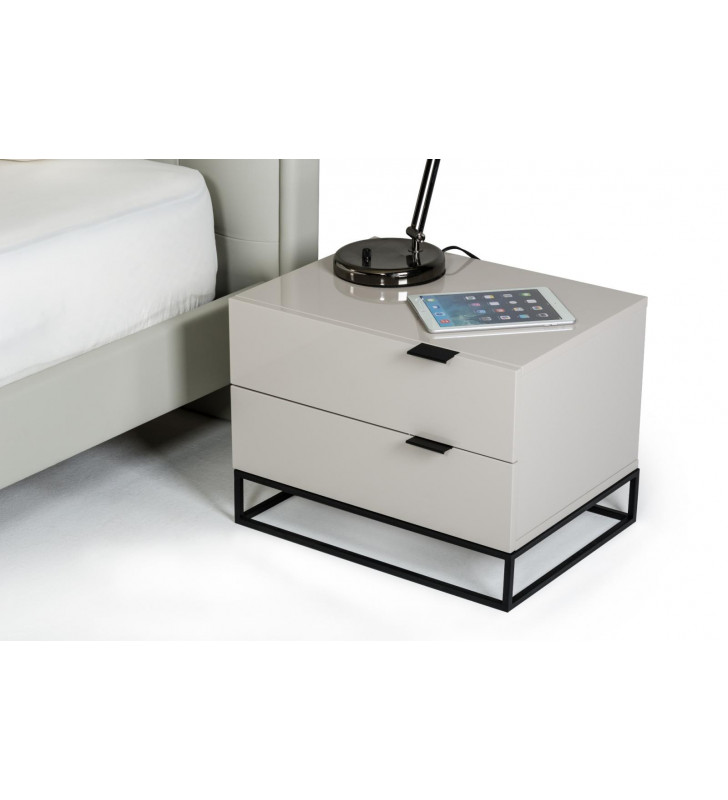 VIG Modrest Hera Grey Glossy Lacquer Nightstand Modern Contemporary