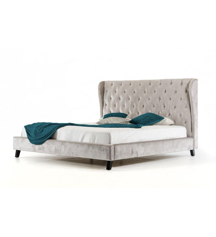 VIG Modrest Sheba Light Grey Fabric Button Tufted Headboard Queen Platform Bed
