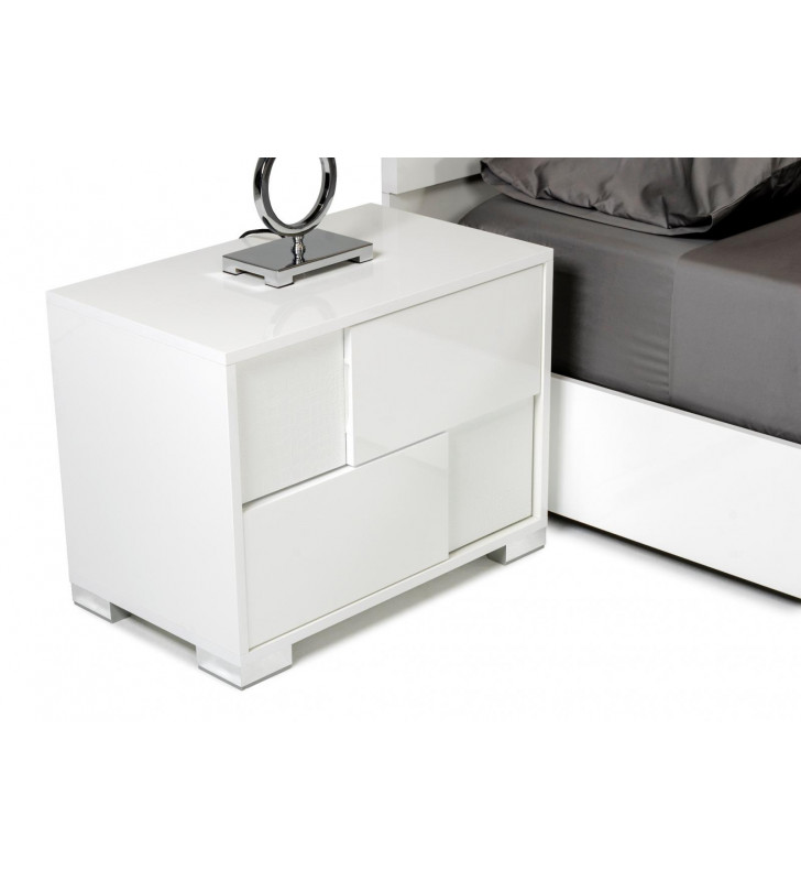 VIIG Modrest Monza White Crocodile Texture Left Nightstand Modern Made In Italy