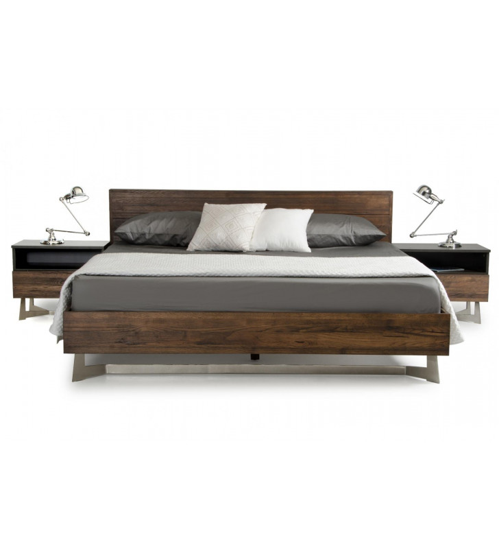 VIG Modrest Wharton Dark Oil Stained Aged Oak King Bed Contemporary