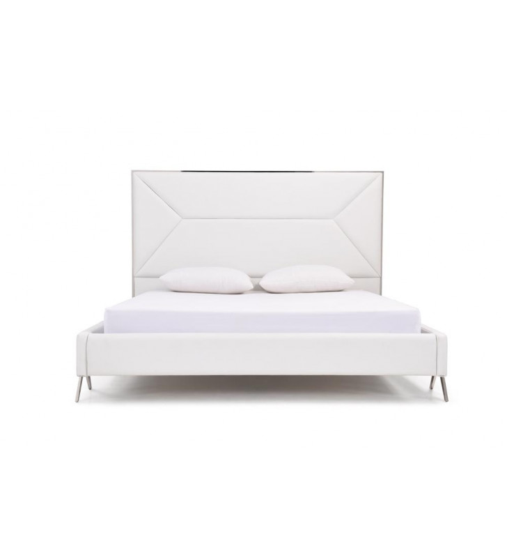 VIG Modrest Candid White Leatherette King Bed Modern Contemporary