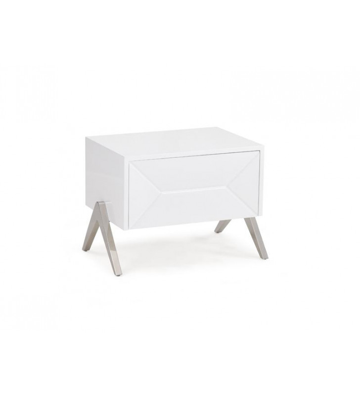 VIG Modrest Candid Glossy White Nightstand Modern Contemporary
