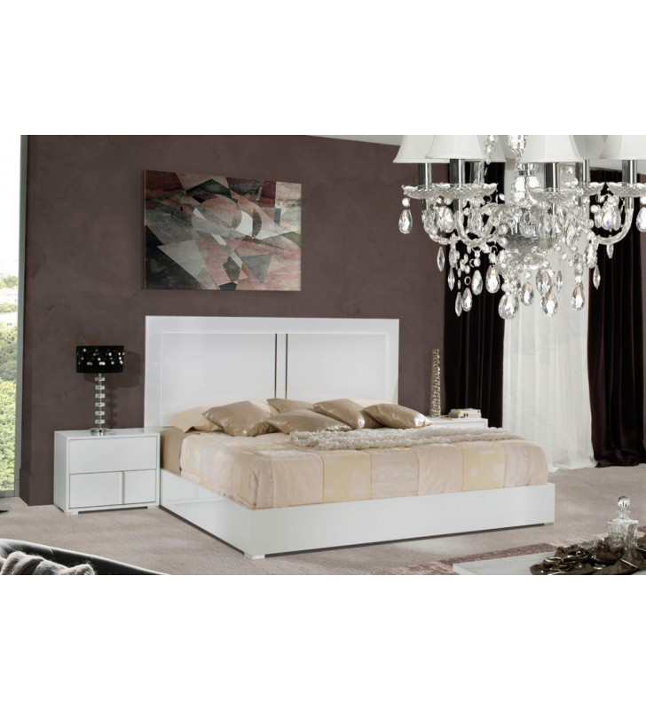 VIG Modrest Nicla Modern White Gloss Finish Queen Platform Bed Made In Italy