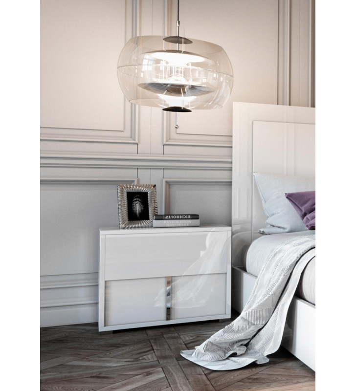 VIG Modrest Nicla White Gloss Finish Left Nightstand Made In Italy