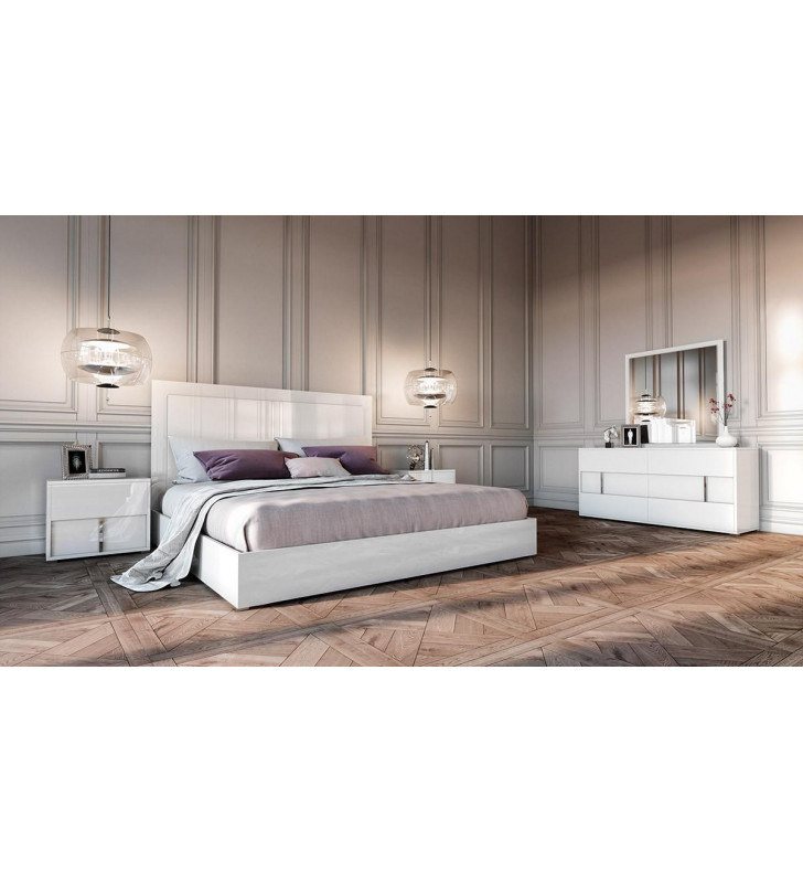 VIG Modrest Nicla Glossy White King Bedroom Set 5Pcs Contemporary Made In Italy