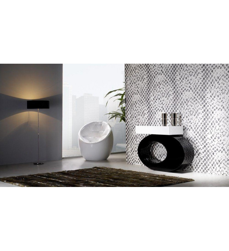 J&M Colombo Modern White & Black High Gloss Finish Console Table Contemporary