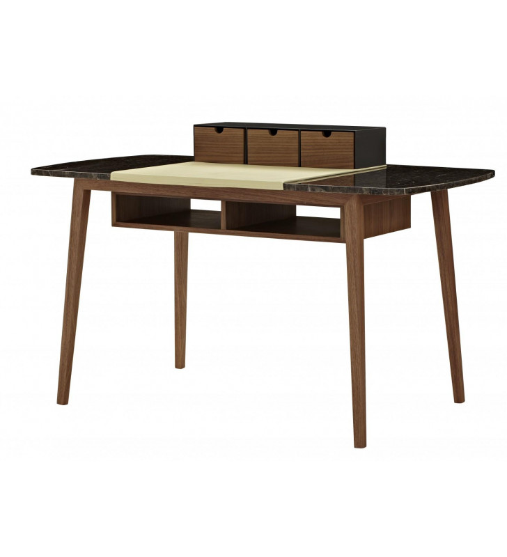 Home Office Writing Desk Marble & Leather & Walnut Veneer Dana J&M Contemporary