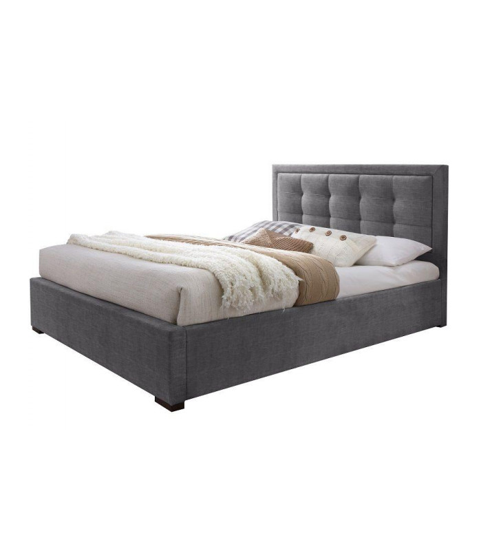 J&M Duke Modern Style Grey Fabric Upholstered Platform King Size Bed 