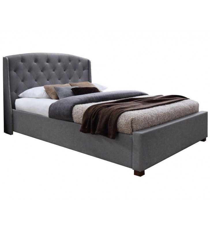 J&M Iris Modern Style Grey Fabric King Size Platform Bed 