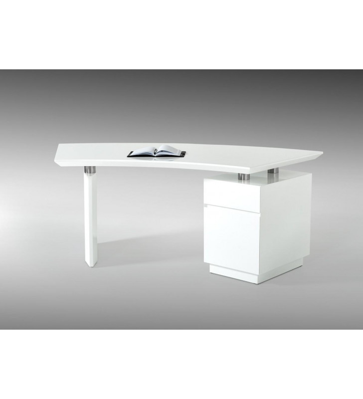 Home Office Computer Desk Glossy White Stanford VIG Modrest Contemporary