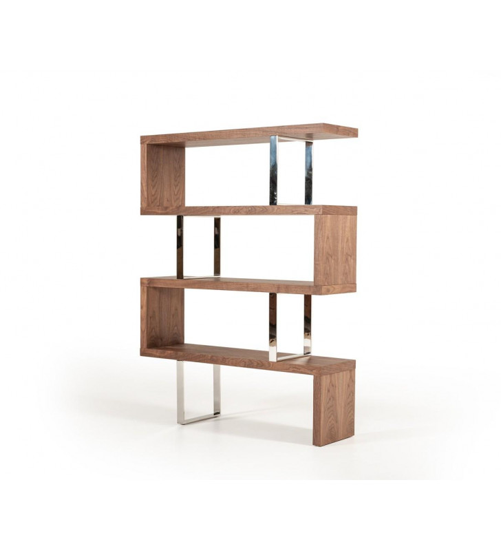 VIG Modrest Maze Walnut Bookcase Contemporary Modern 