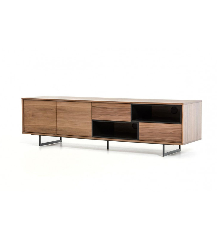 VIG Modrest Torlonia Modern Walnut & Black TV Stand Contemporary