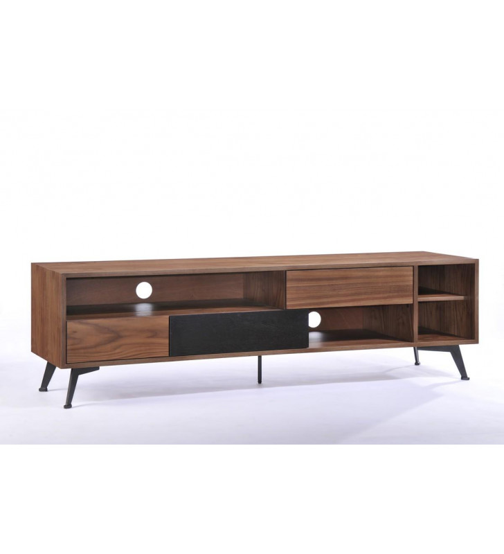 VIG Modrest Garrison Modern Walnut & Black TV Stand Contemporary