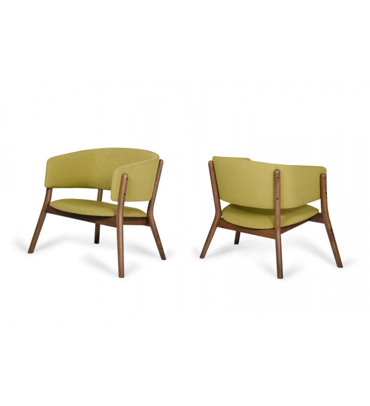 Gold & Walnut Accent Chair Set 2Pcs  VIG Modrest Dante Modern Contemporary
