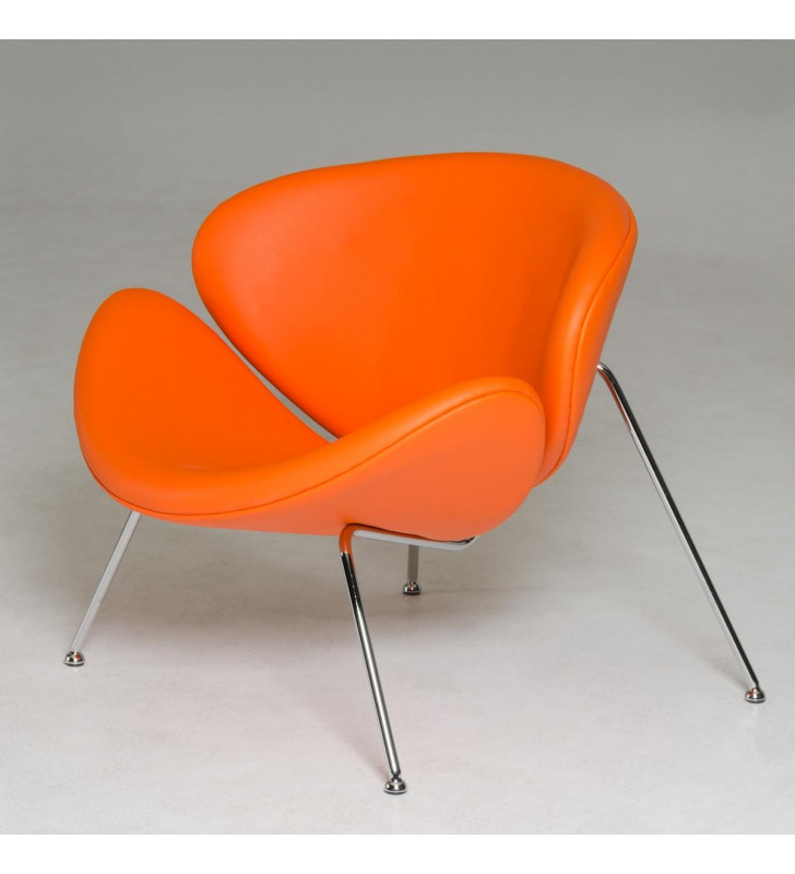 Orange Leatherette Accent Chair VIG Modrest Anais Contemporary 