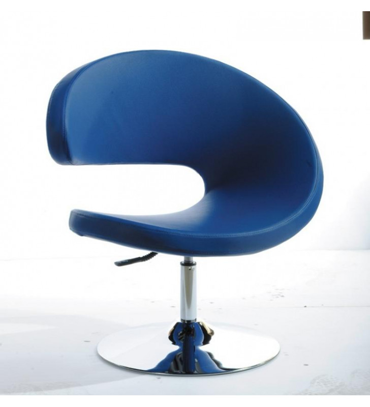 Blue Leatherette Lounge Chair VIG Modrest Adara Modern Contemporary
