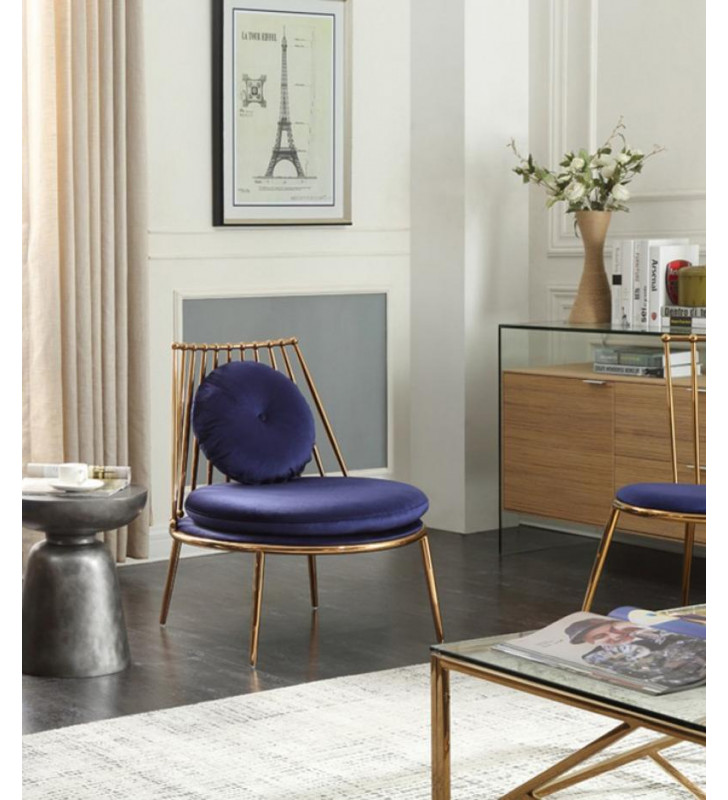 Blue & Gold Accent Chair VIG Modrest Dyna Modern Contemporary
