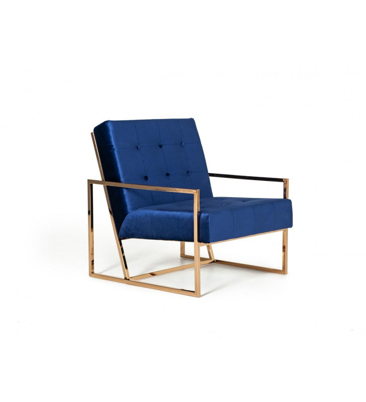 Blue & Gold Accent Chair VIG Modrest Samara Modern Contemporary