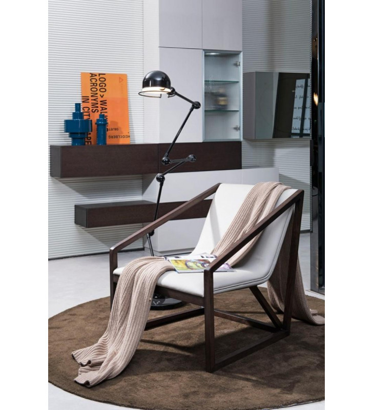 Grey Eco-Leather Lounge Chair VIG Divani Casa Taranto Modern Contemporary