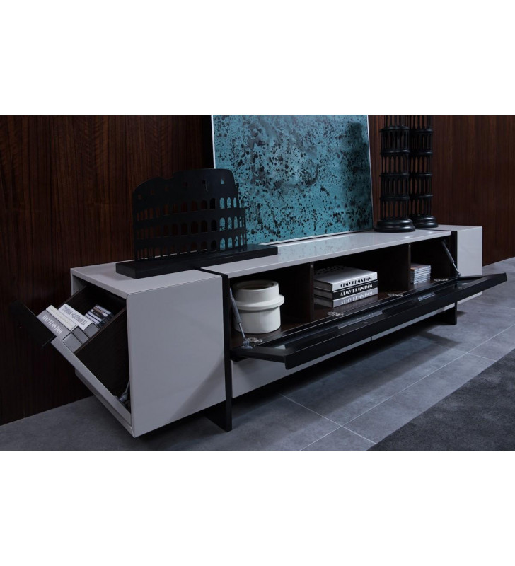 Glossy Grey & Gun Metal Black TV Stand VIG Nova Domus Lorena Modern Contemporary