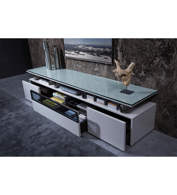 Glossy Grey TV Stand VIG Modrest Hurst Contemporary Modern