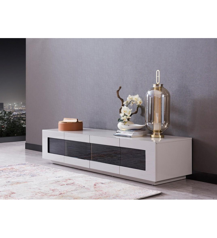 Small Glossy Grey TV Unit Modern VIG Modrest Frost 