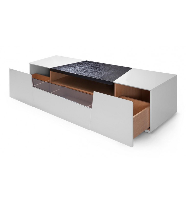 White & Black Oak TV Stand VIG Modrest Keene Modern Contemporary
