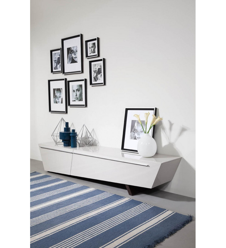 Glossy Light Grey TV Unit VIG Modrest Barbara Contemporary Modern