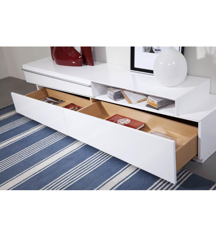 Glossy White TV Stand Contemporary VIG Modrest Cassie Modern 