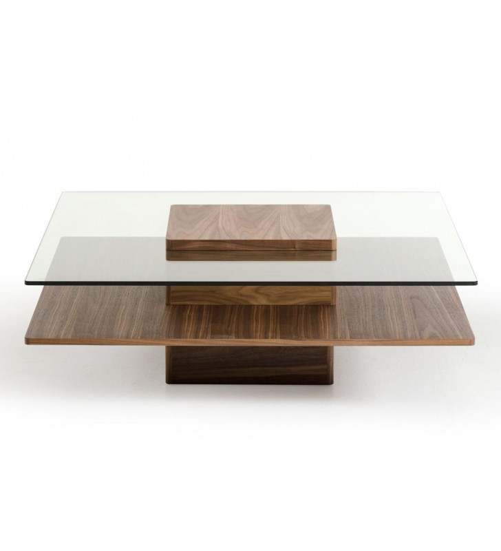 VIG Modrest Clarion Modern Walnut Glass Coffee Table Contemporary