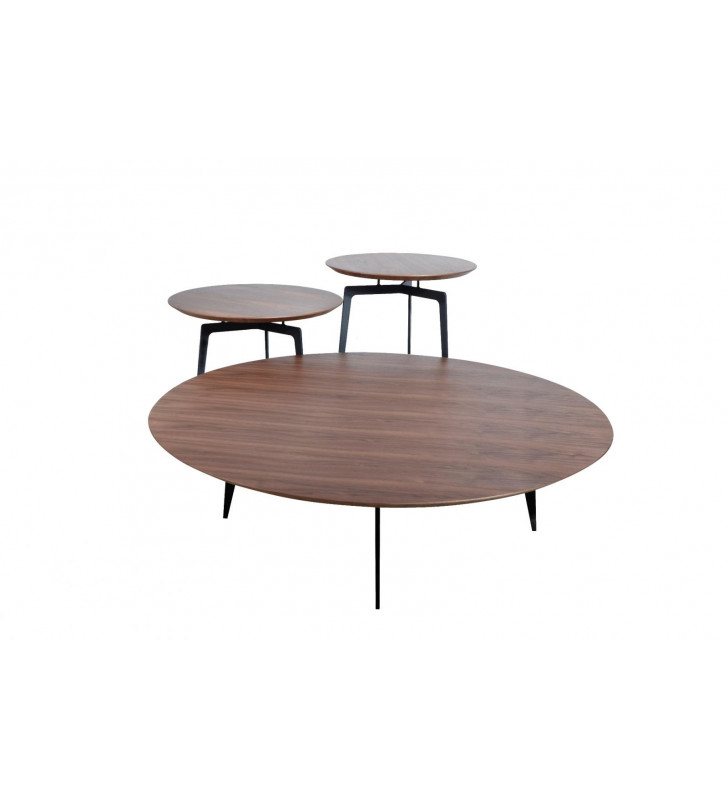 VIG Modrest Jetson Modern Walnut Coffee Table Set 3Pcs Contemporary