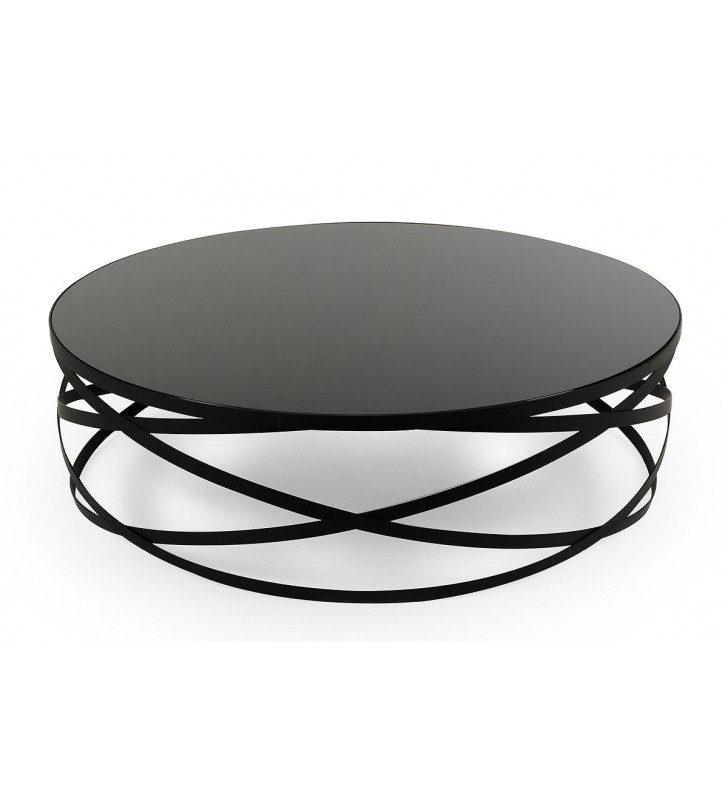 Black Round Coffee Table VIG Modrest Wixon Modern Contemporary