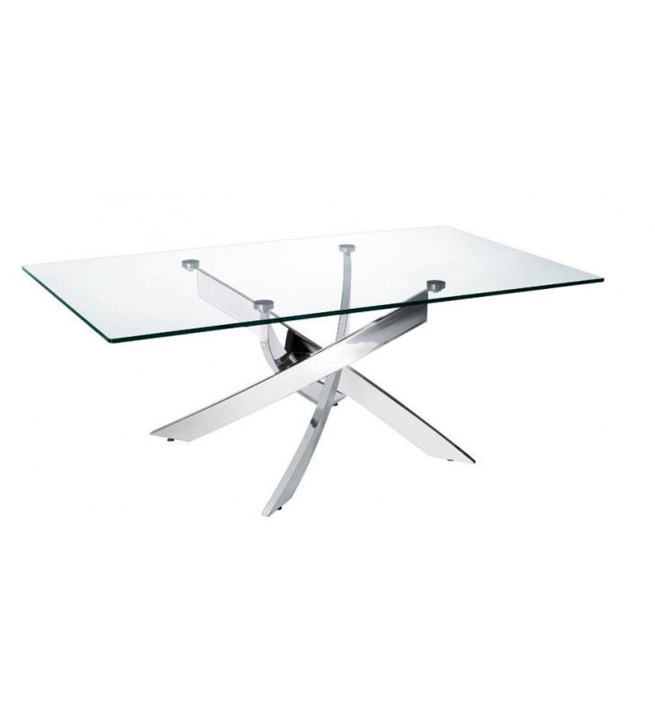 Glass Coffee Table Chrome Legs VIG Modrest Pyrite Modern Contemporary