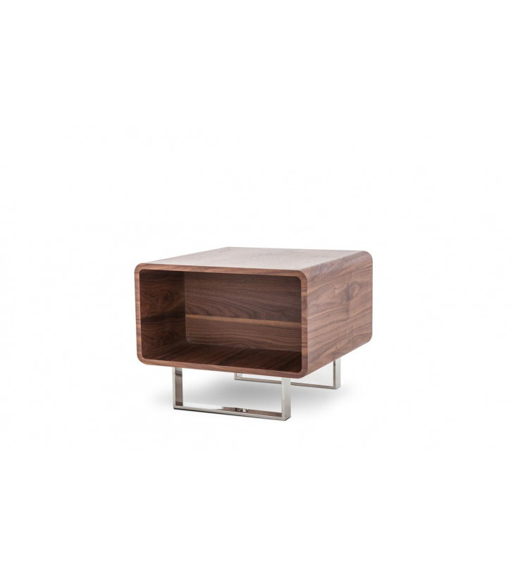 Walnut End Table Steel Legs VIG Modrest Avis Modern Contemporary