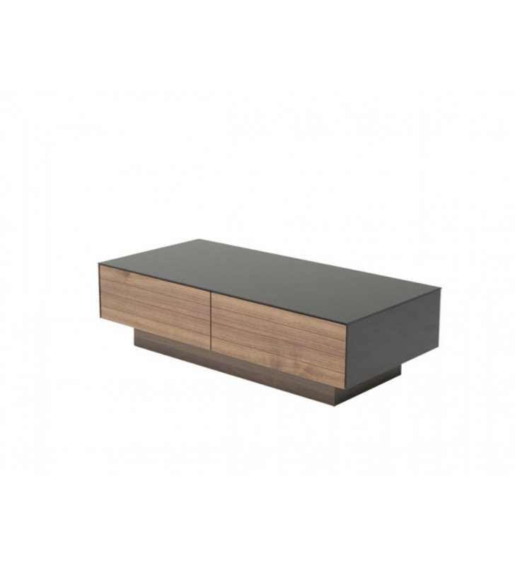Tempered Glass & Walnut Coffee Table VIG Modrest Darius Modern Contemporary