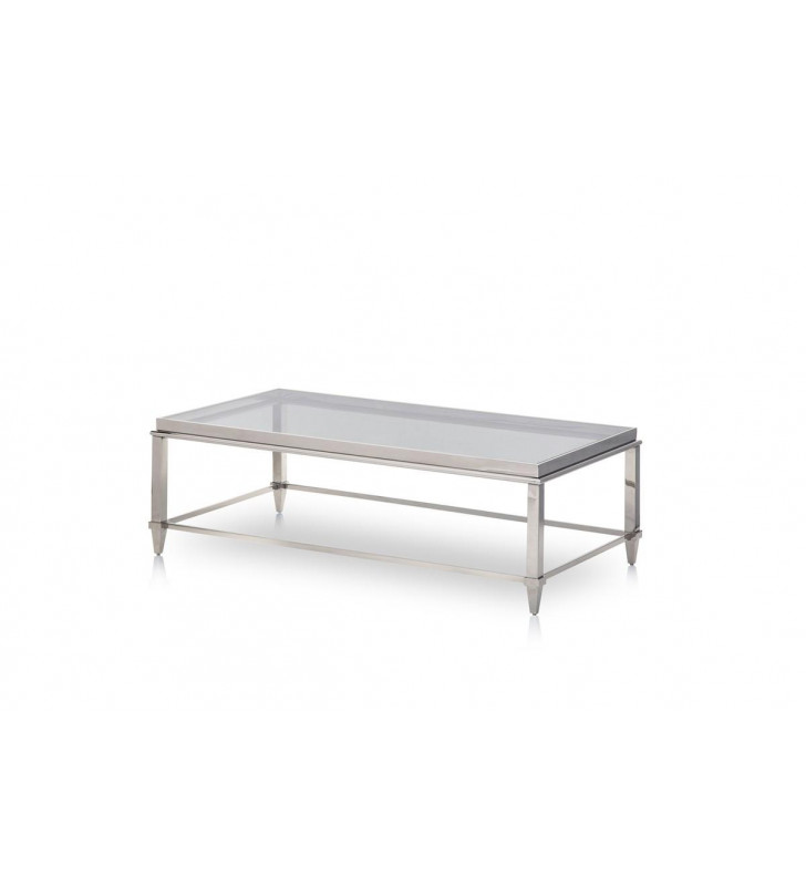 VIG Modrest Agar Modern Glass & Stainless Steel Coffee Table Contemporary
