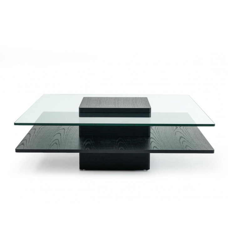 Oak Glass Top Coffee Table VIG Modrest Emulsion Modern Contemporary