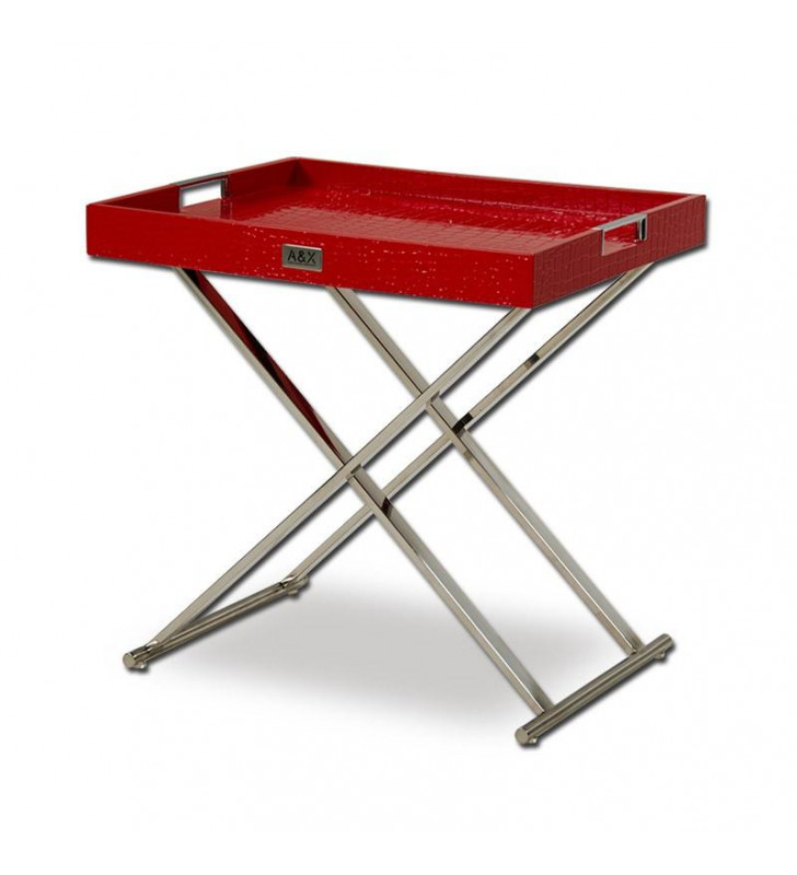 Red Crocodile Texture Tray Table Contemporary VIG Furniture A&X Cecilia 
