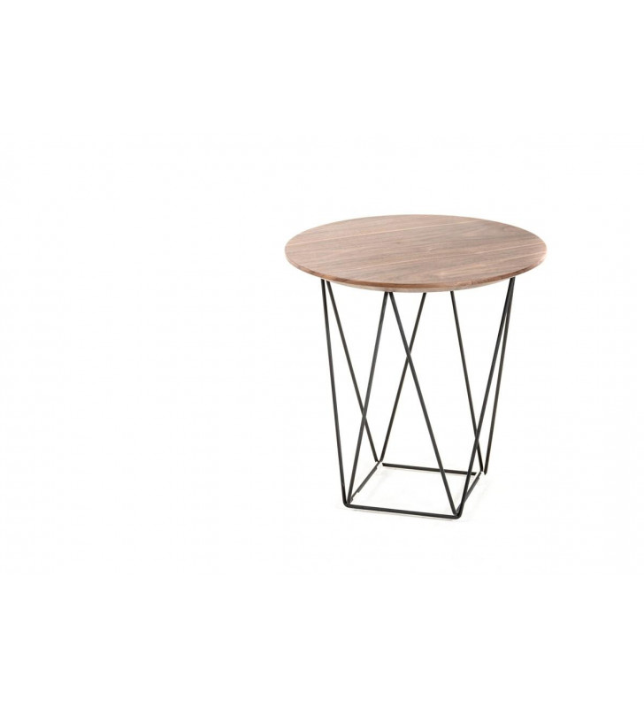 Walnut End Table w/Metal Base VIG Modrest Spoke Modern Contemporary