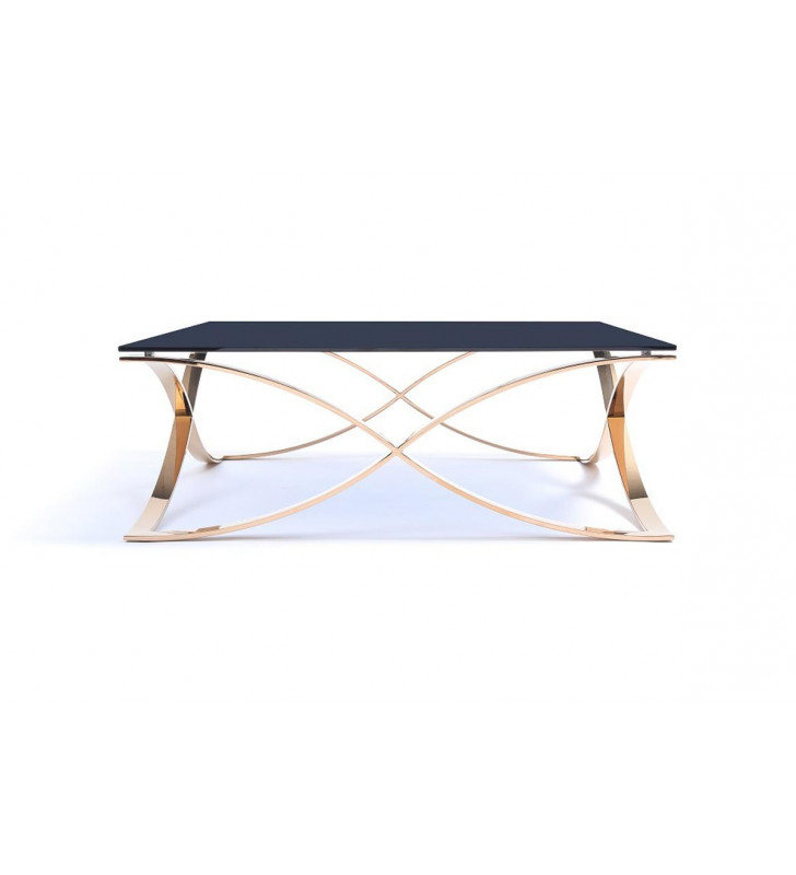 Smoked Glass & Rosegold Coffee Table VIG Modrest Reklaw Modern 