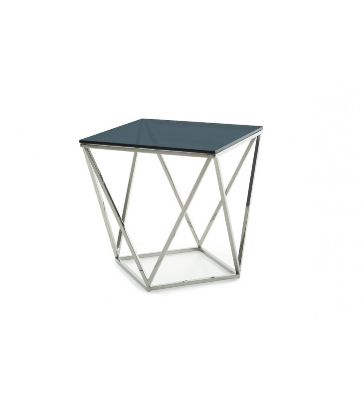 Smoked Glass & Stainless Steel End Table VIG Modern Vector Modern 