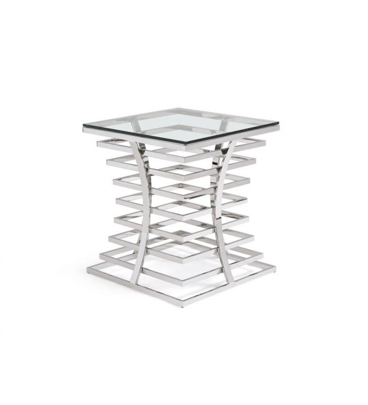 Square Tempered Glass End Table VIG Modrest Snyder Modern Contemporary