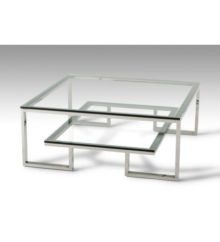 Glass Metal Coffee Table VIG Modrest Topaz Modern Contemporary