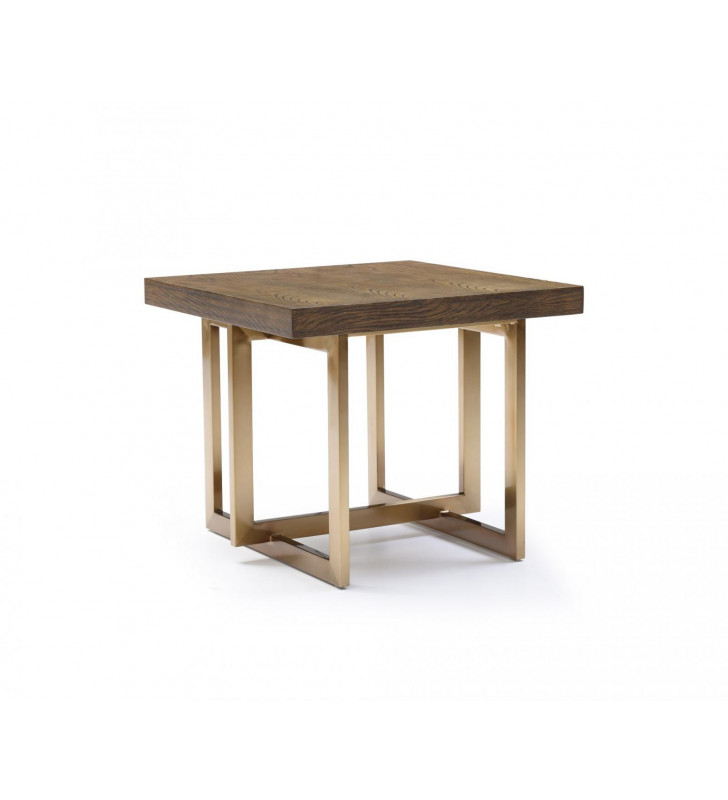 Elm & Antique Brass End Table VIG Modrest Pike Modern Contemporary