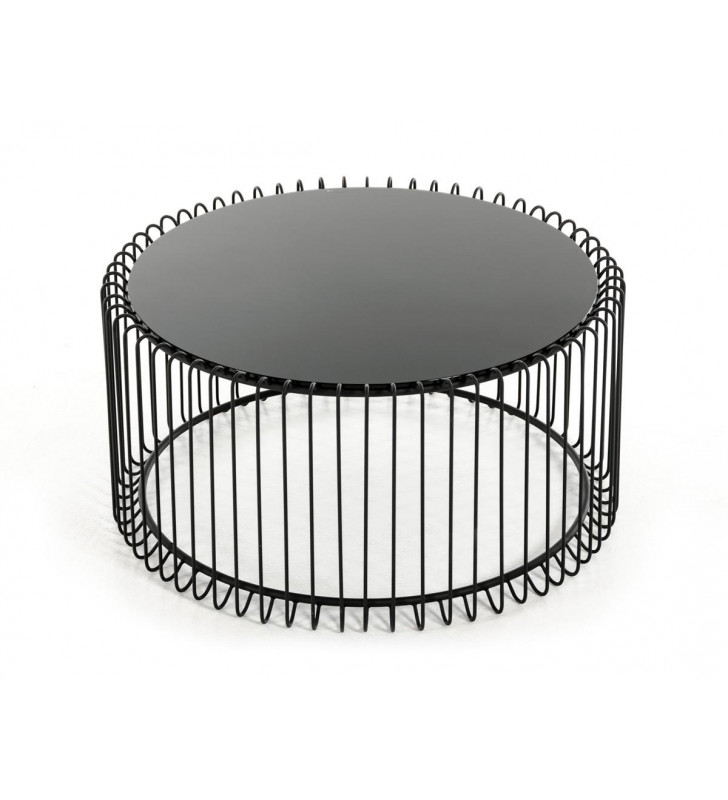 Black Round Coffee Table VIG Modrest Beacon Contemporary 