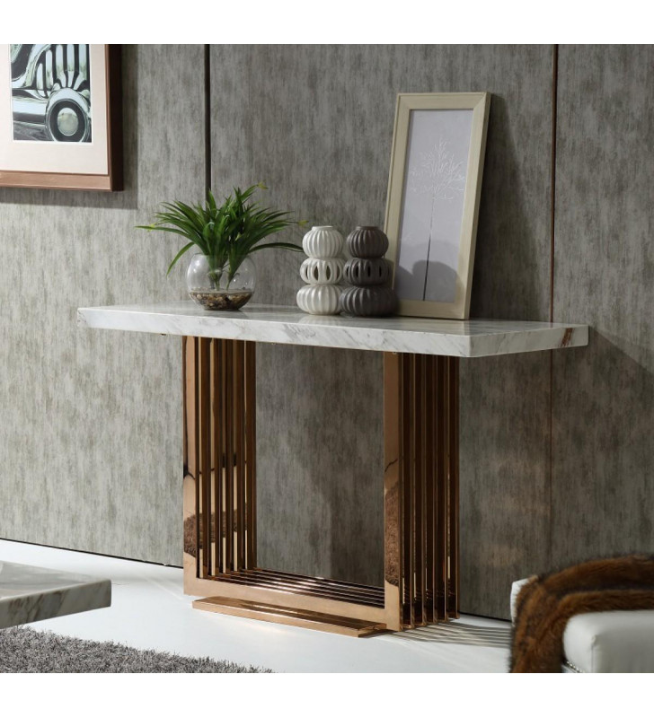 Marble & Rosegold Console Table VIG Modrest Kingsley Modern 