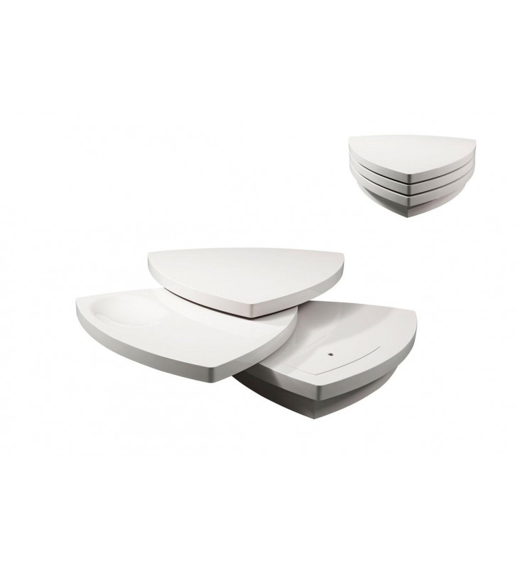 Glossy White Tiered Coffee Table VIG Modrest Perlite Contemporary Modern 