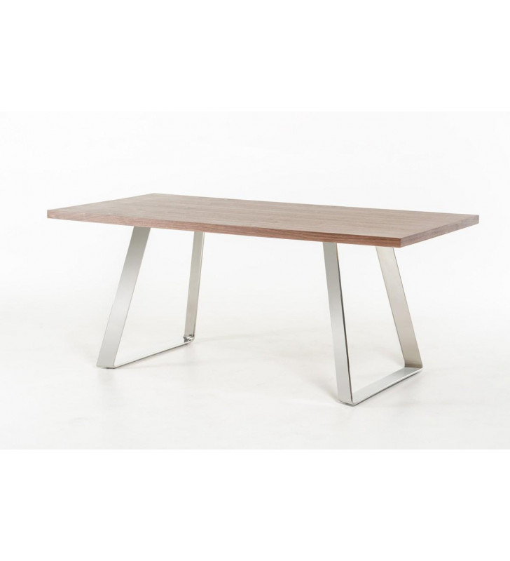 Walnut Dining Table Steel Base VIG Modrest Gala Contemporary Modern