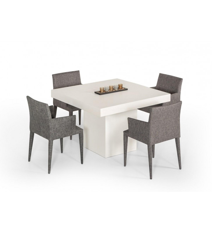 VIG Modrest Yem Ivory Concrete Square Dining Table Modern Contemporary