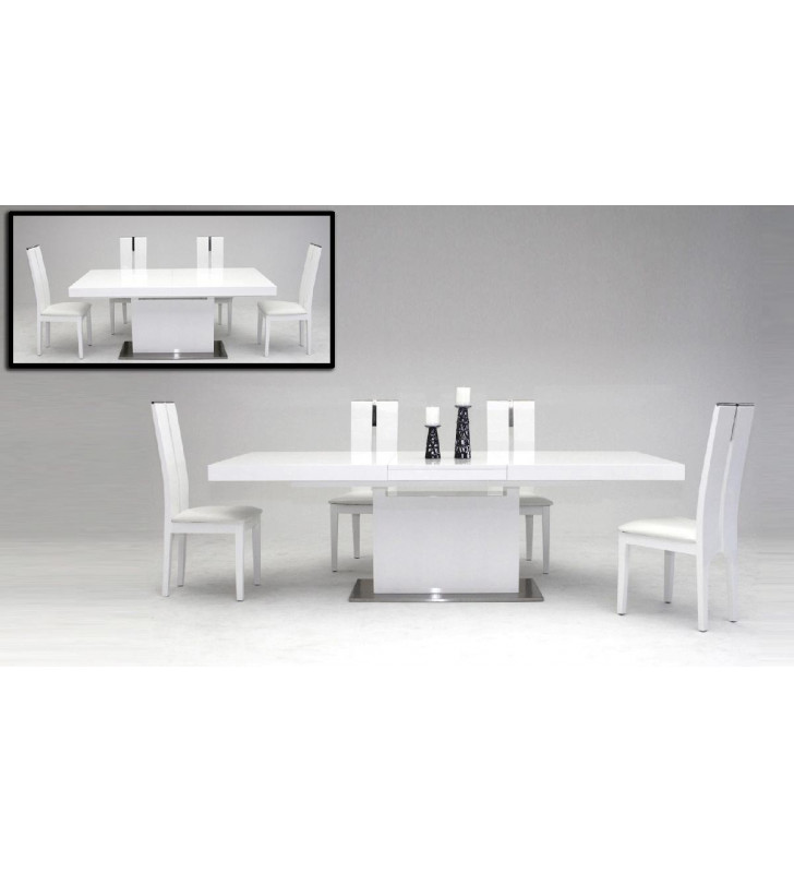 White Extendable Dining Table VIG Modrest Zenith Modern  Contemporary 